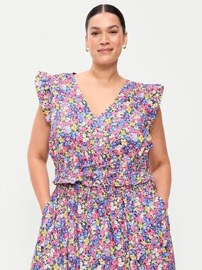 Old Navy Floral Top - Pink Blue Yellow